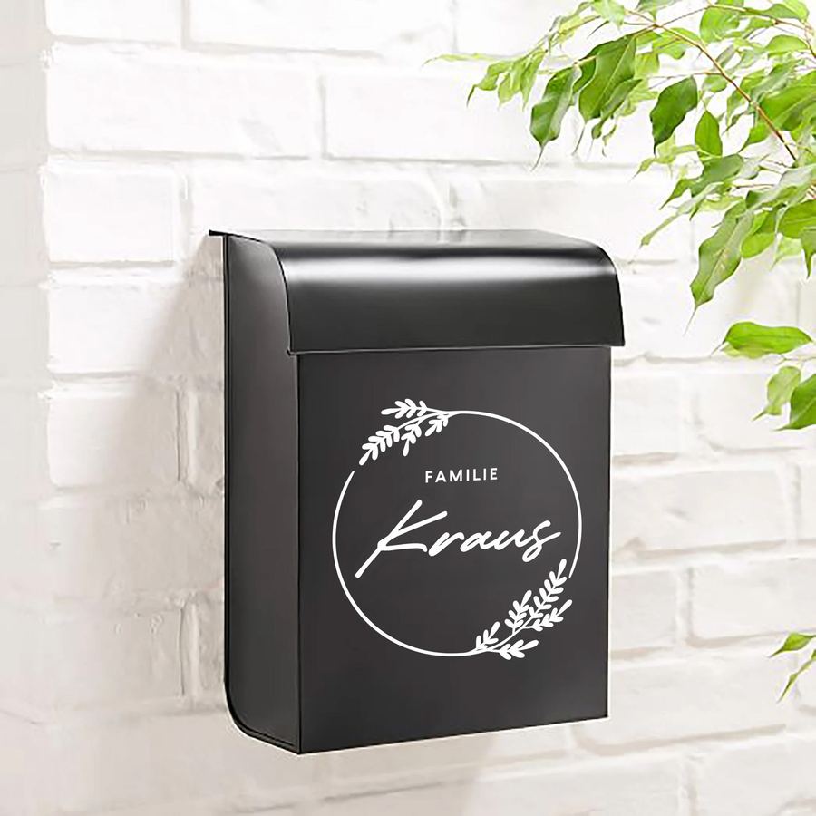 Mailbox with a family name sticker